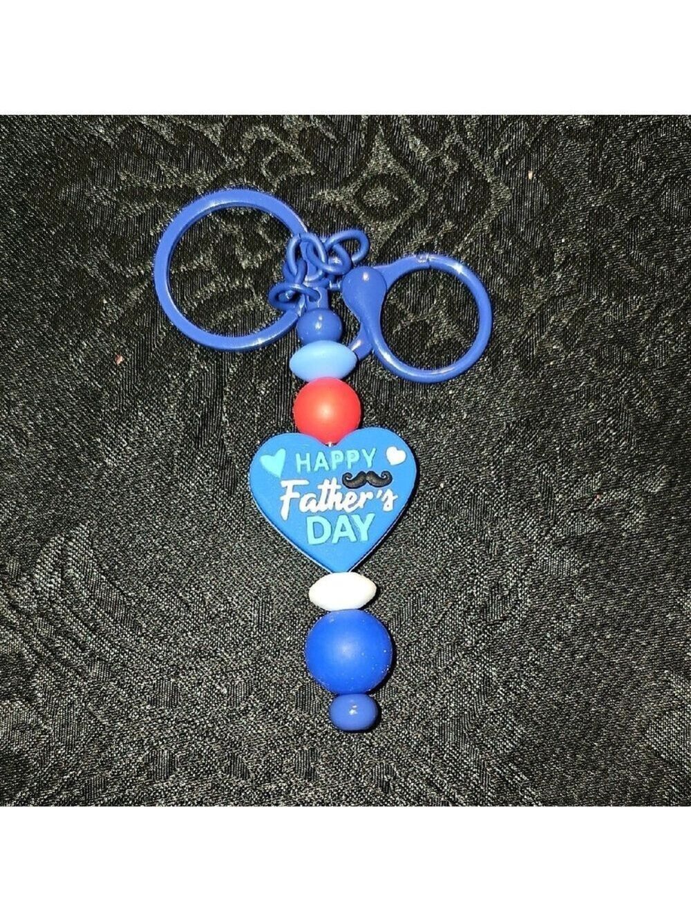 Handmade Blue and Red Father's Day Keychain